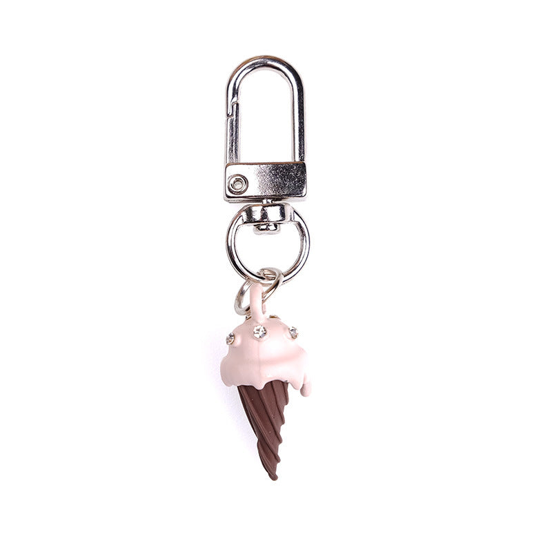 Wholesale Bag Pendant with Diamond Ice Cream Metal Keychain